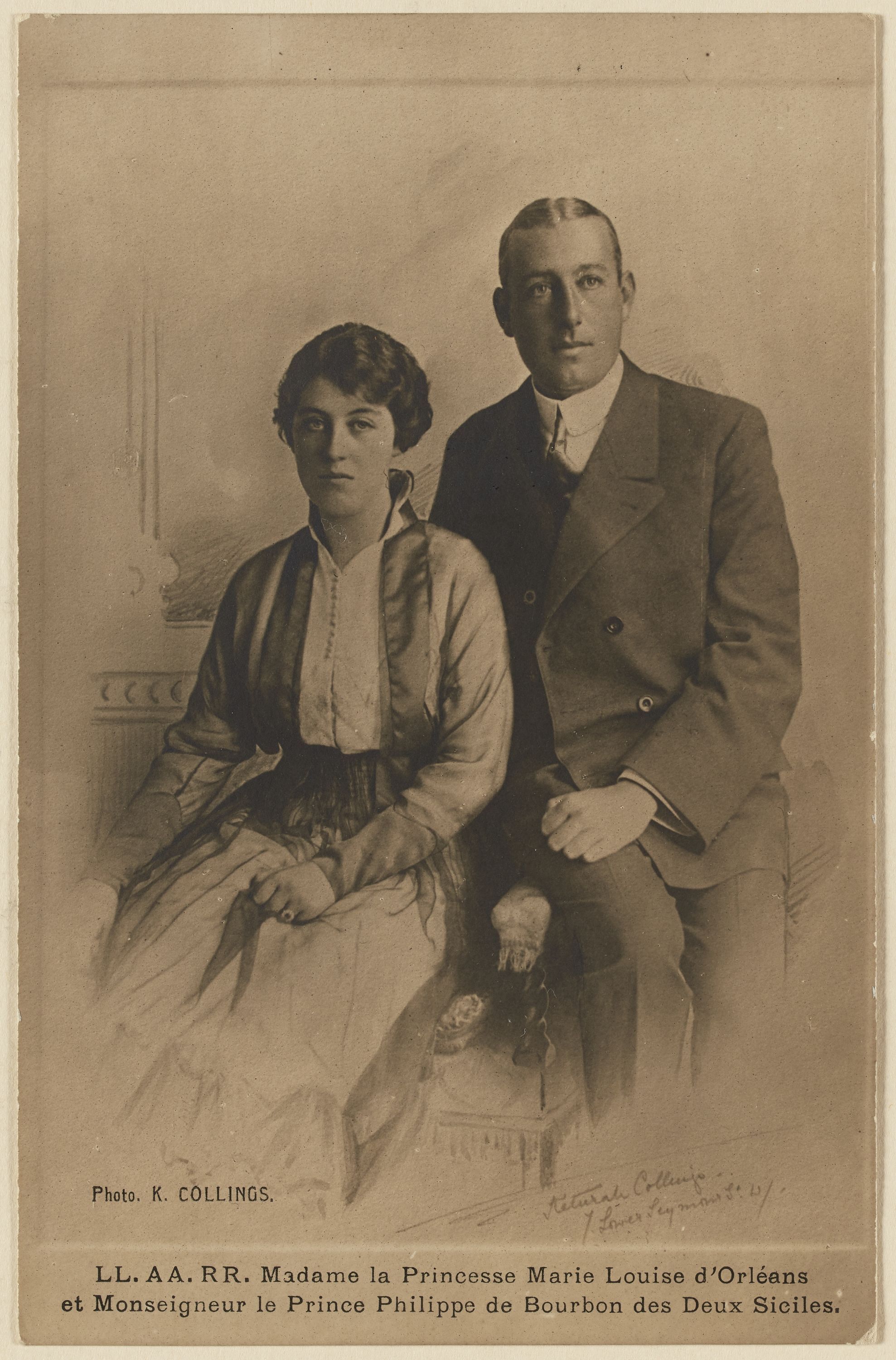Anonyme, LL. AA. RR. Madame la Princesse Marie Louise d'Orléans /et Monseigneur le Prince Philippe de Bourbon des Deux Siciles.
