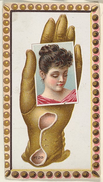 Allen & Ginter, Card Number 20, cut-out from banner advertising the Opera Gloves series (G29) for Allen & Ginter Cigarettes