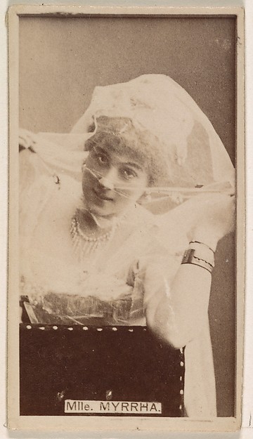 Kinney Brothers Tobacco Company, Mlle. Myrrha, from the Actresses series (N245) issued by Kinney Brothers to promote Sweet Caporal Cigarettes