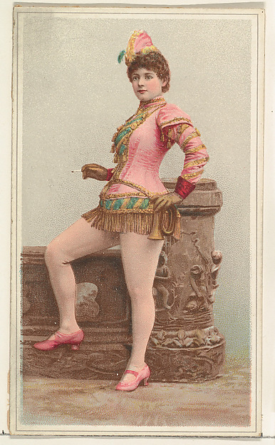 W. Duke, Sons & Co., Actress wearing pink costume with brass horn on hip, from Stars of the Stage, Second Series (N130) issued by Duke Sons & Co. to promote Honest Long Cut Tobacco