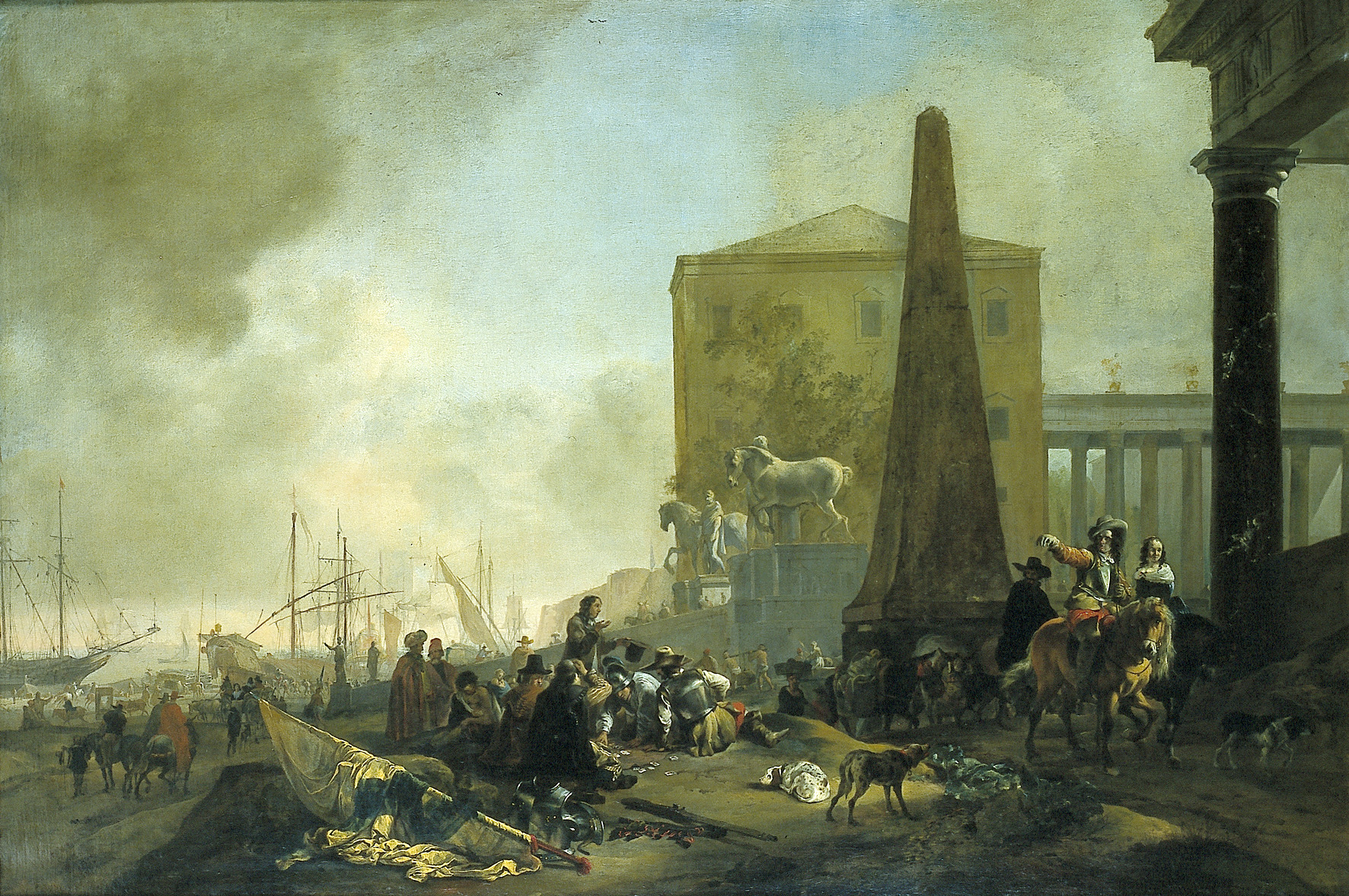 Jan Baptist Weenix, Italian port scene, 1649