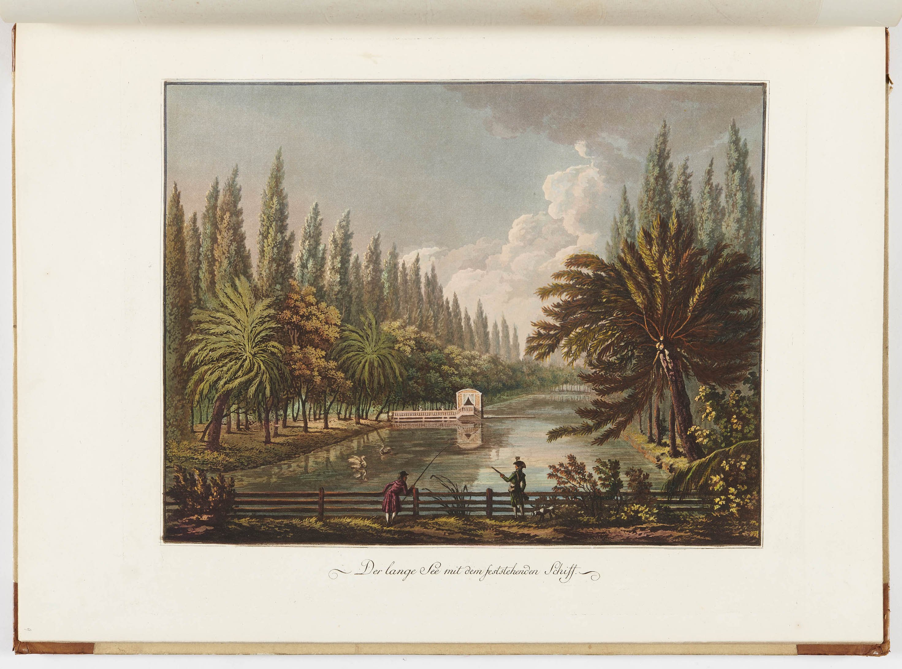 Johann Friedrich Frauenholz, "Der lange See mit dem feststehenden Schiff" in Hohenheim