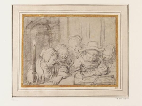 Unknown, Five Children at a Table in a Candlelit Interior