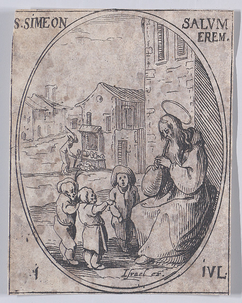 Jacques Callot, S. Siméon Salus, évêque (St. Simeon Salus, Bishop), July 1st, from "Les Images De Tous Les Saincts et Saintes de L'Année" (Images of All of the Saints and Religious Events of the Year)