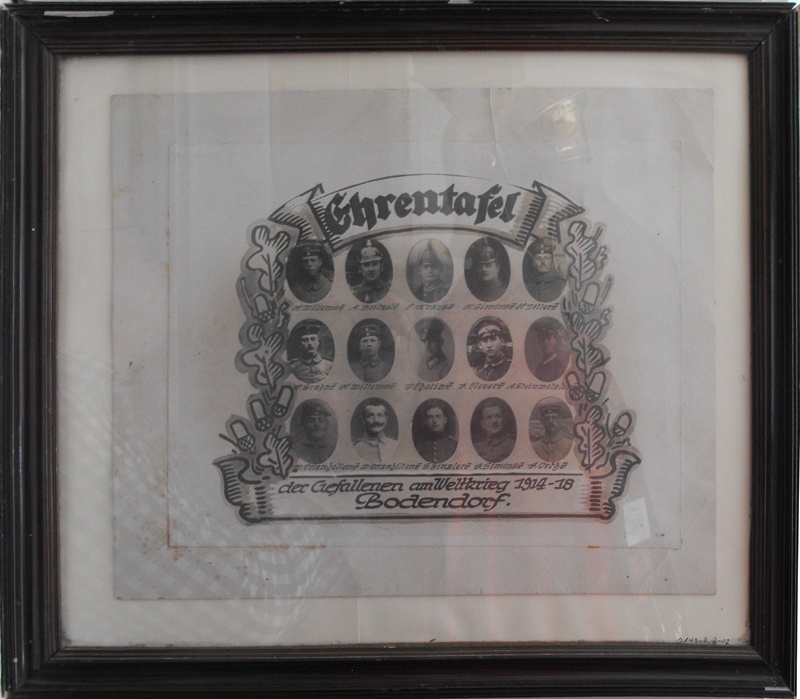 Unknown artist, Ehrentafel der im 1. Weltkrieg gefallenen Bodendorfer