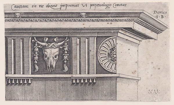 Agostino Veneziano (Agostino dei Musi), Doric Entablature