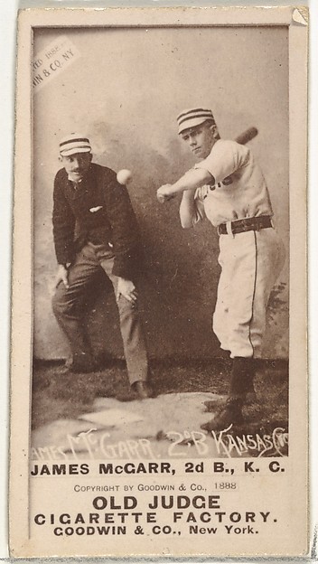 Goodwin & Company, James B. "Chippy" McGarr, 2nd Base, Kansas City Cowboys, from the Old Judge series (N172) for Old Judge Cigarettes