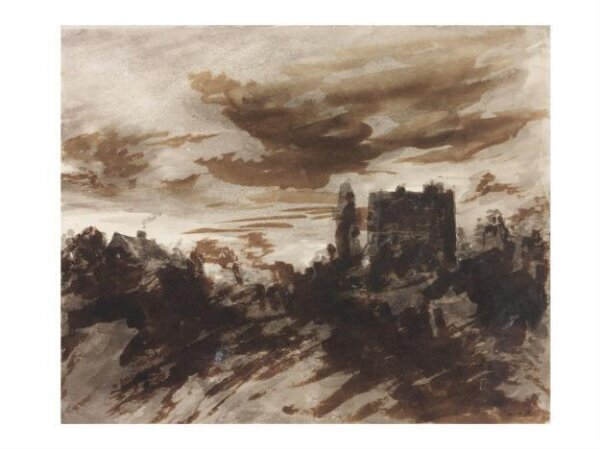 Constable, John (RA), A house, cottage and trees by moonlight
