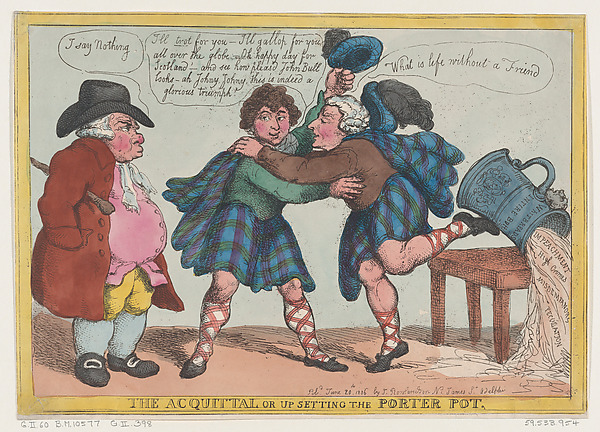 Thomas Rowlandson, The Acquittal, or Upsetting the Porter Pot