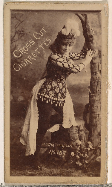 W. Duke, Sons & Co., Card Number 159, Lydia Thompson, from the Actors and Actresses series (N145-1) issued by Duke Sons & Co. to promote Cross Cut Cigarettes