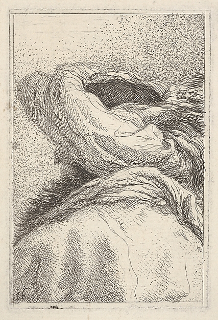 Giovanni Domenico Tiepolo, Man in a turban, depicted in bust length format from behind in three-quarters view, from "Collection of heads" (Raccolta di teste)