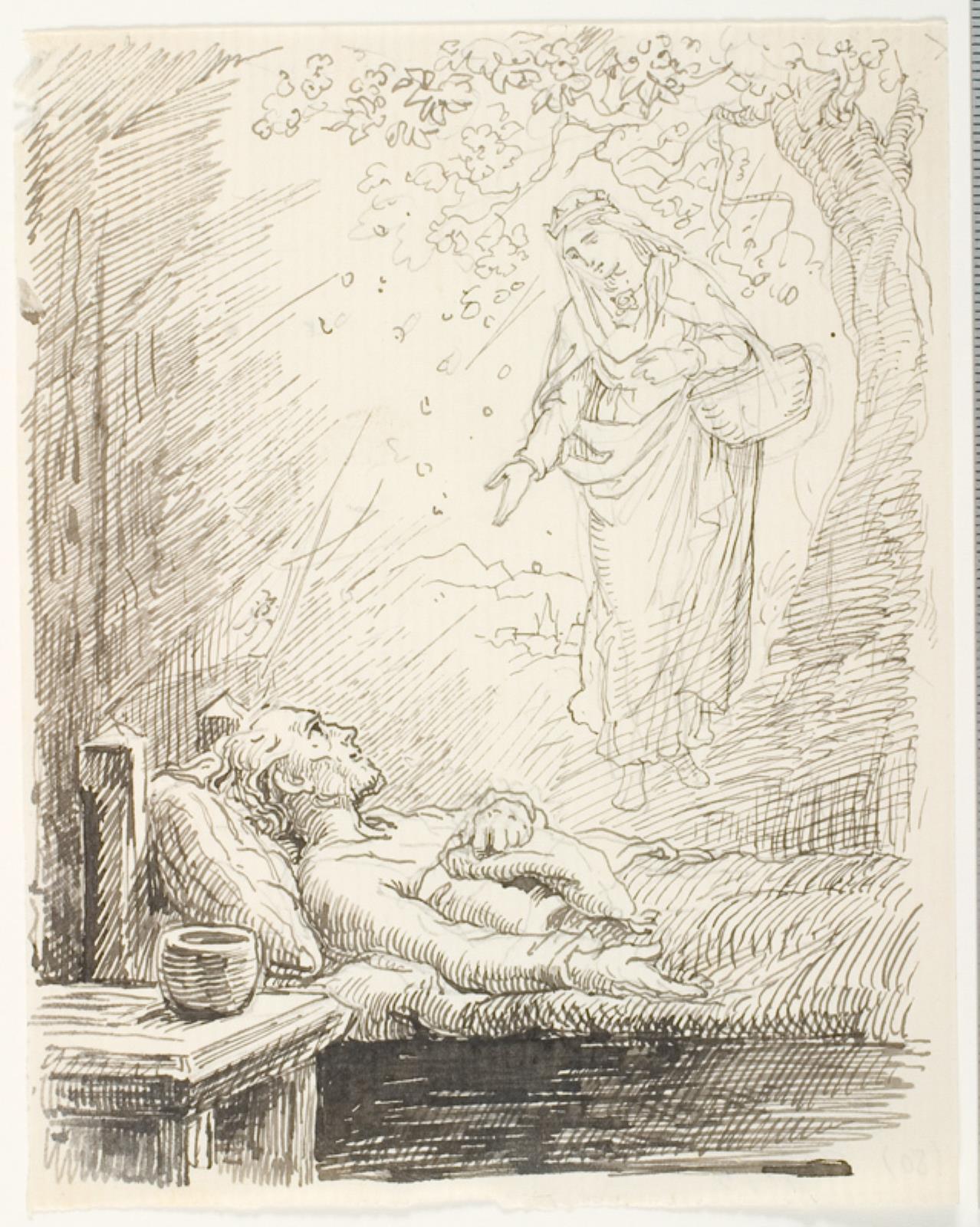 Lorenz Frølich, Illustrationsudkast til H.C. Andersen, Pebersvendens nathue