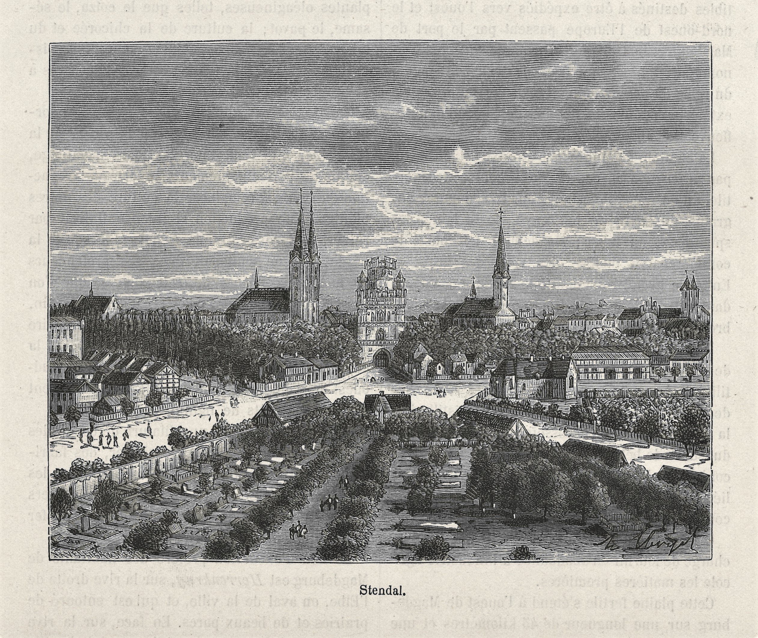 Narcisse Navellier, Stendal: Stadtansicht von Nordwesten mit Uenglinger Tor