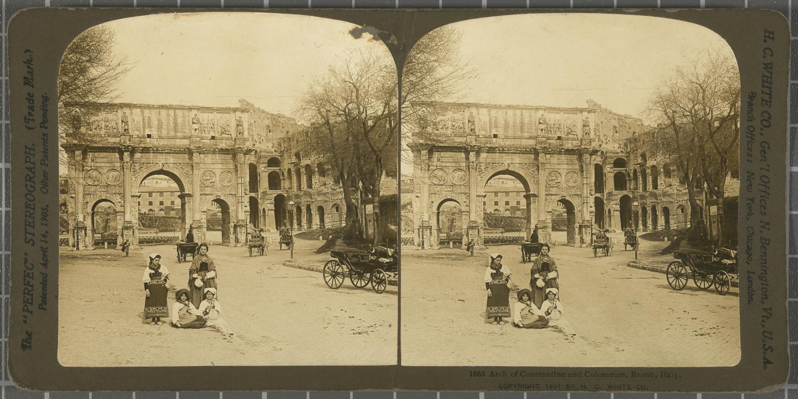 Desconegut, Arch of Constantine and Colisseum, Rome, Italy White, H.C. & Co., The "Perfec" Stereograph