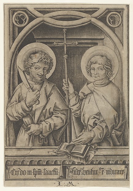 Israhel van Meckenem, St. Bartholomew and St. Philip, from The Apostles