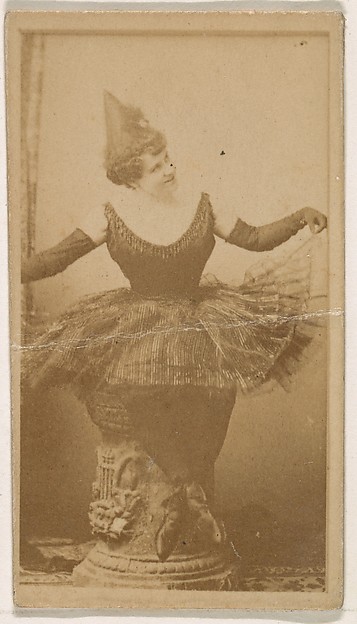 Kinney Brothers Tobacco Company, Seated dancer holding skirt, from the Actresses series (N245) issued by Kinney Brothers to promote Sweet Caporal Cigarettes