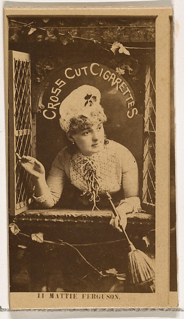 W. Duke, Sons & Co., Card Number 11, Mattie Ferguson, from the Actors and Actresses series (N145-2) issued by Duke Sons & Co. to promote Cross Cut Cigarettes