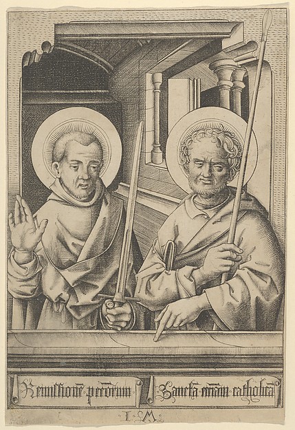 Israhel van Meckenem, St. Simon (?) and St. Matthew, from The Apostles