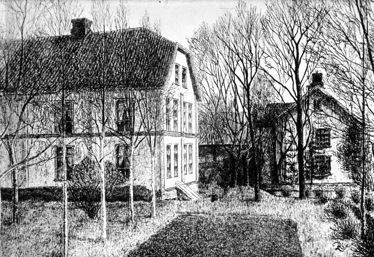 Anno Domkirkeodden, TEGNING, EKSTERIØR: GARDSBRUK, TEGNET AV LORENTZ REE ?, STORE REE GARD