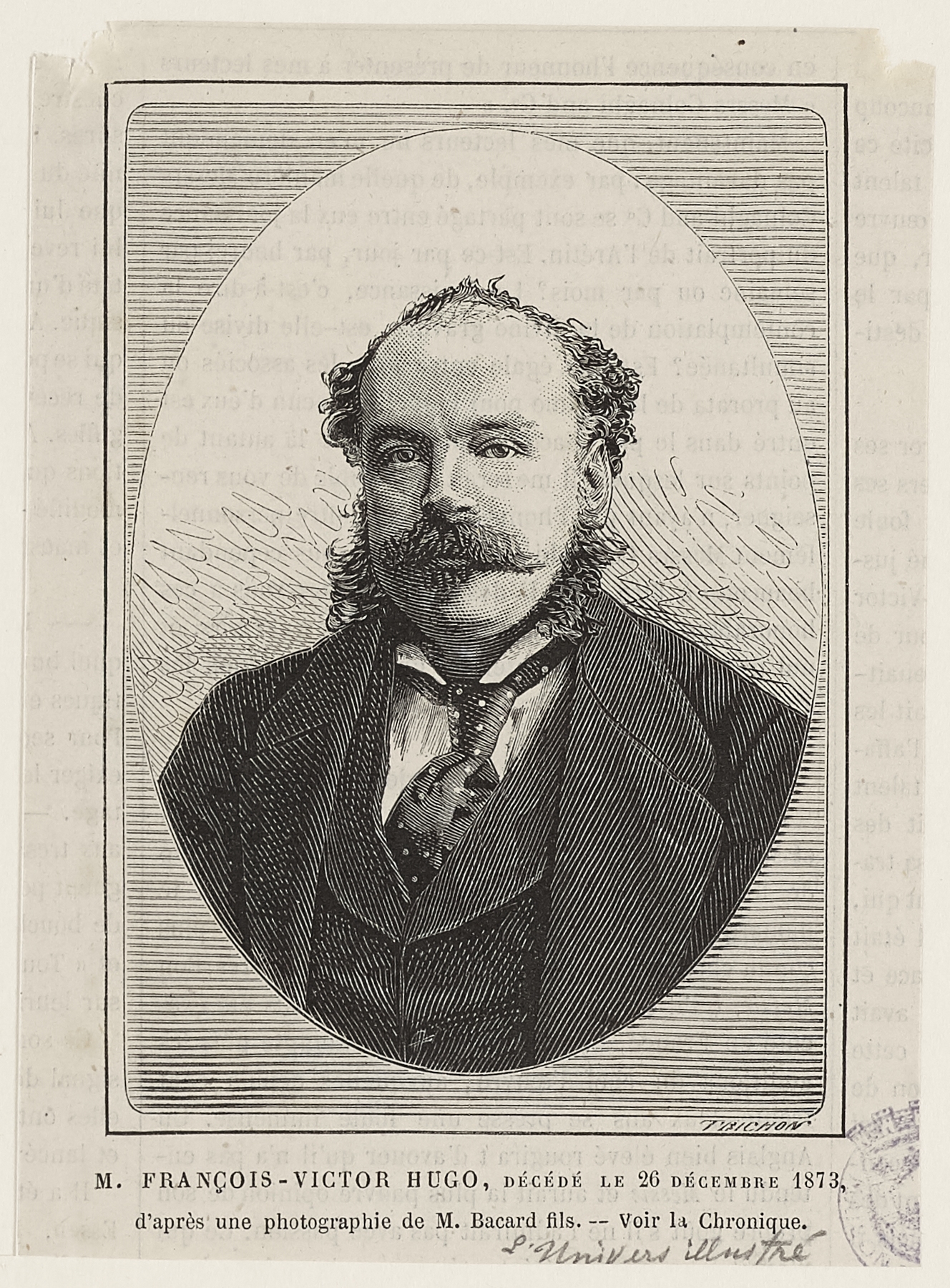 Auguste ou François-Auguste Trichon, M. François-Victor Hugo, décédé le 26 décembre 1873