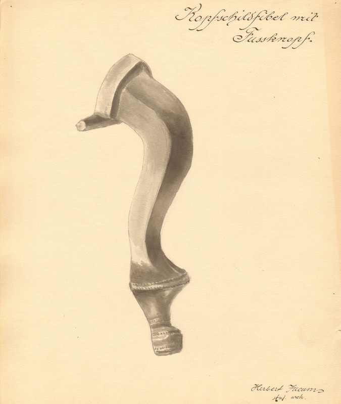 Unknown artist, Herbert Juckum. Drawings of archaeological artefacts. Head turtle