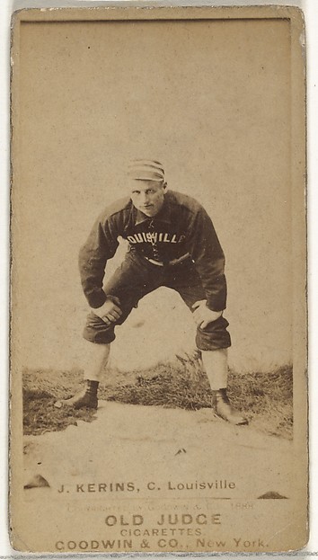 Goodwin & Company, John Nelson Kerins, Catcher, Louisville Colonels, from the Old Judge series (N172) for Old Judge Cigarettes