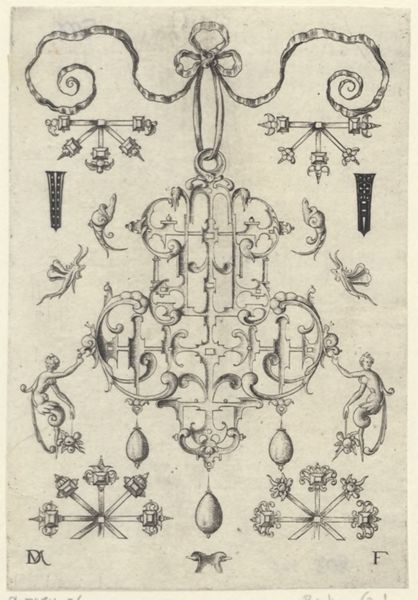 Mignot, Daniel, (active 1593-1596), (printmaker), Ornamental pendants: Large pendant with three drops below
