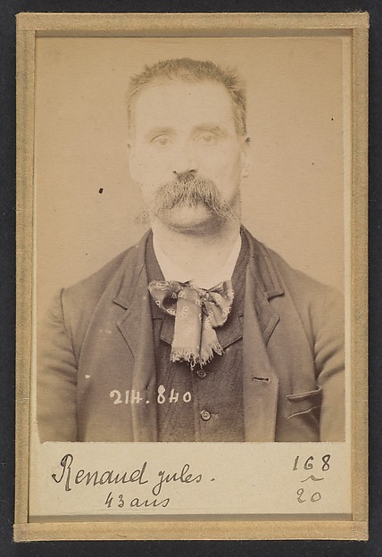Alphonse Bertillon, Renaud. Jules. 41 ans, né à Anteuil (Doubs). Cordonnier. Anarchiste. 27/2/94.
