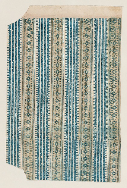 Anonymous, Sheet with four borders with a striped and abstract pattern