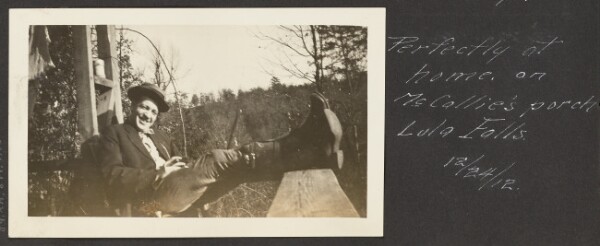Unknown, [Man Sitting on Porch near Lula Falls]
