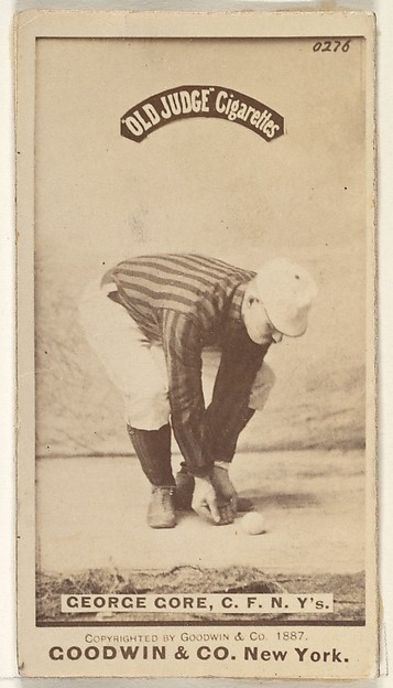 Goodwin & Company, George F. "Piano Legs" Gore, Center Field, New York, from the Old Judge series (N172) for Old Judge Cigarettes
