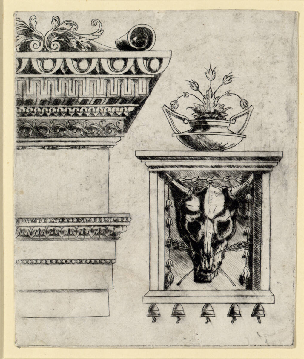 Meistervon1515, Gebälk und Vase auf Metope