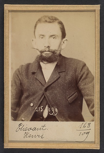 Alphonse Bertillon, Etiévant. Henri, Achille. 32 ans, né à Flammanville (Manche). Typographe. Anarchiste. 4/3/94.