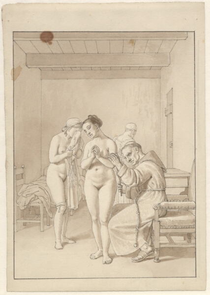 C.W. Eckersberg, En munk, der afstraffer to nøgne kvinder