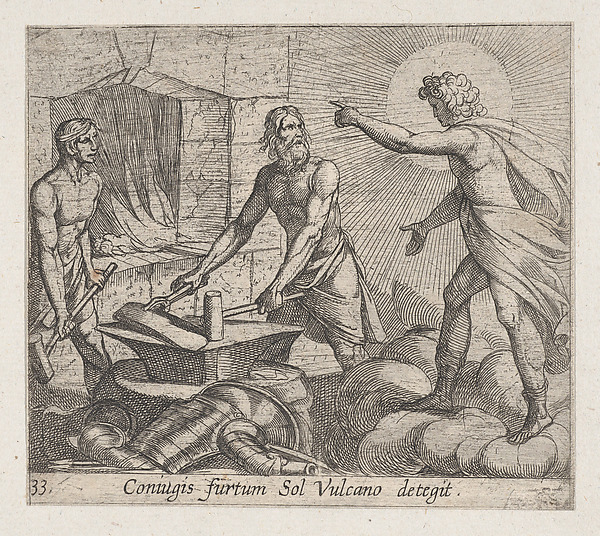 Antonio Tempesta, Plate 33: Apollo at Vulcan's Forge (Coniugis furtum Sol Vulcano detegit), from Ovid's 'Metamorphoses'