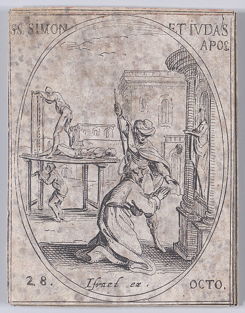 Jacques Callot, S. Simon et S. Jude, apôtres (St. Simon and St. Jude, Apostles), October 28th, from "Les Images De Tous Les Saincts et Saintes de L'Année" (Images of All of the Saints and Religious Events of the Year)