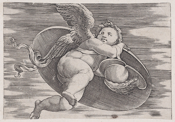 Agostino Veneziano (Agostino dei Musi), Eros Stealing Man's Shield