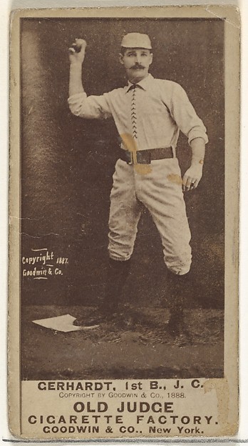 Goodwin & Company, John Joseph "Joe" Gerhardt, 1st Base, Jersey City Skeeters, from the Old Judge series (N172) for Old Judge Cigarettes