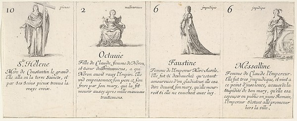 Stefano della Bella, Ste. Helene, Octauie, Faustine, and Messalline, from "The Game of Queens" (Le Jeu des Reines Renommées)