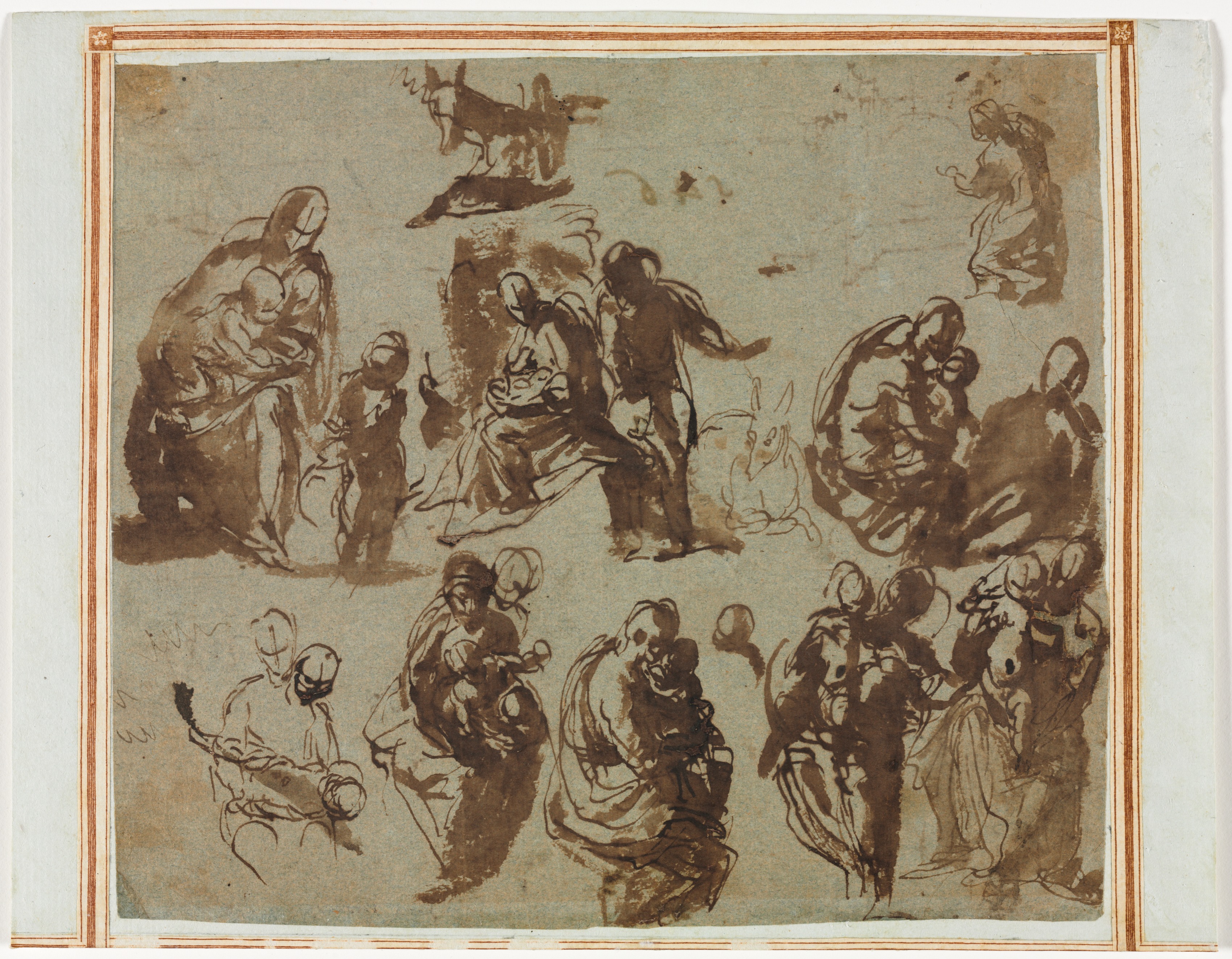 Paolo Veronese, Various Sketches of the Madonna and Child (recto)