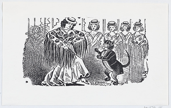 José Guadalupe Posada, A woman dancing with a cat in a suit