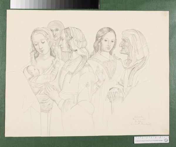 Unknown artist, nach Frauenfigurern aus Pinturicchios Fresko des Begräbnises des hl. Bernhardin in S. Maria Ara Coeli in Rom