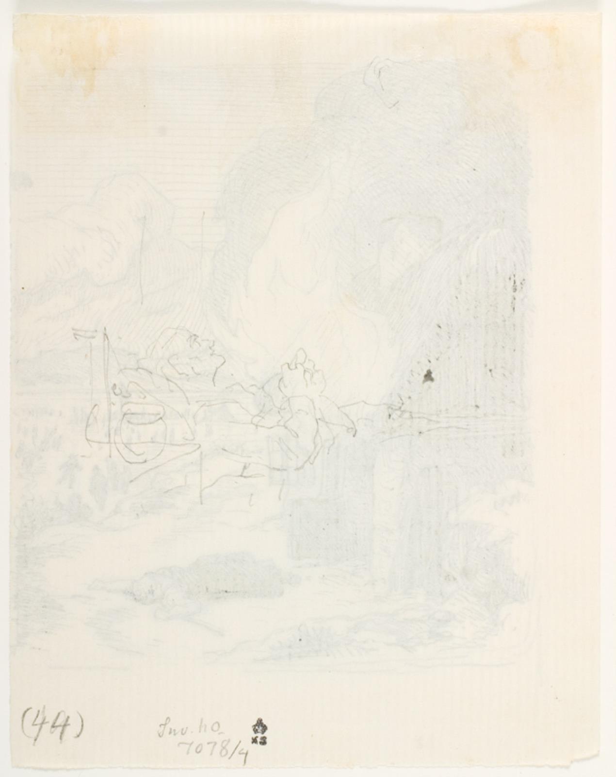 Lorenz Frølich, Kvinde i seng. Antagelig illustrationsudkast til H.C. Andersen, "Noget"