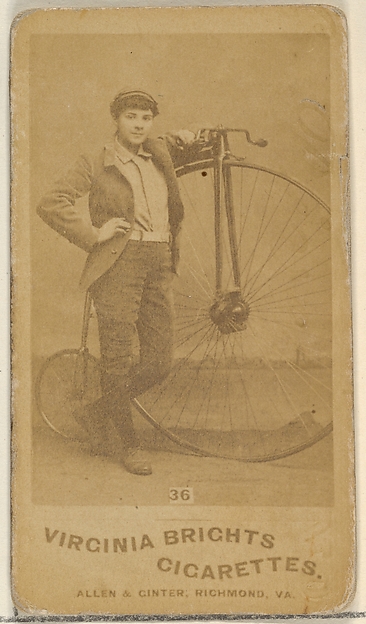 Allen & Ginter, Card 36, from the Girl Cyclists series (N49) for Virginia Brights Cigarettes