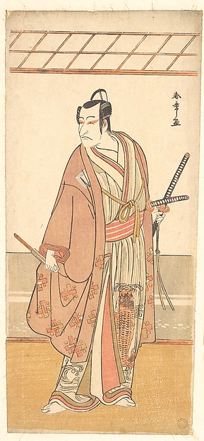 Katsukawa Shunshō　勝川春章, The Actor Ichikawa Danjuro V as a Samurai Attired in a Purple Haori (Coat)