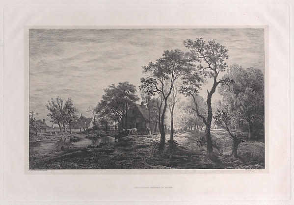 Charles Jacque, Landscape, after a sketch by Eglon van der Neer