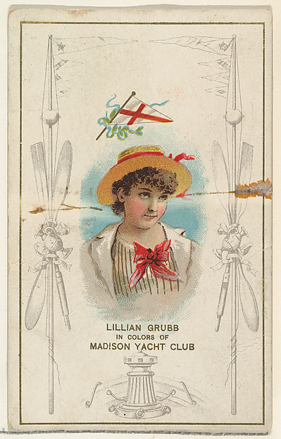 W. Duke, Sons & Co., Lillian Grubb in Colors of Madison Yacht Club, from the Yacht Colors of the World series (N140) issued by Duke Sons & Co. to promote Honest Long Cut Tobacco