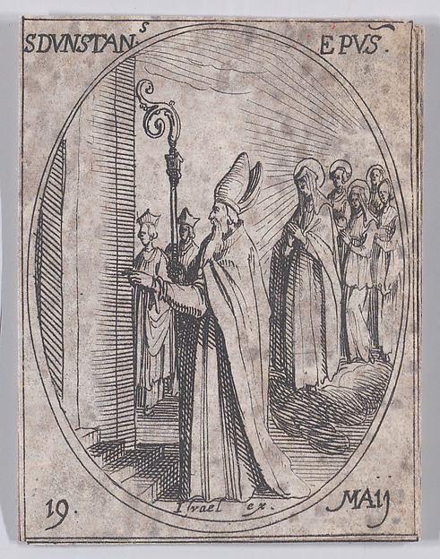 Jacques Callot, S. Dunstan, évêque (St. Dunstan, Bishop), May 19th, from "Les Images De Tous Les Saincts et Saintes de L'Année" (Images of All of the Saints and Religious Events of the Year)