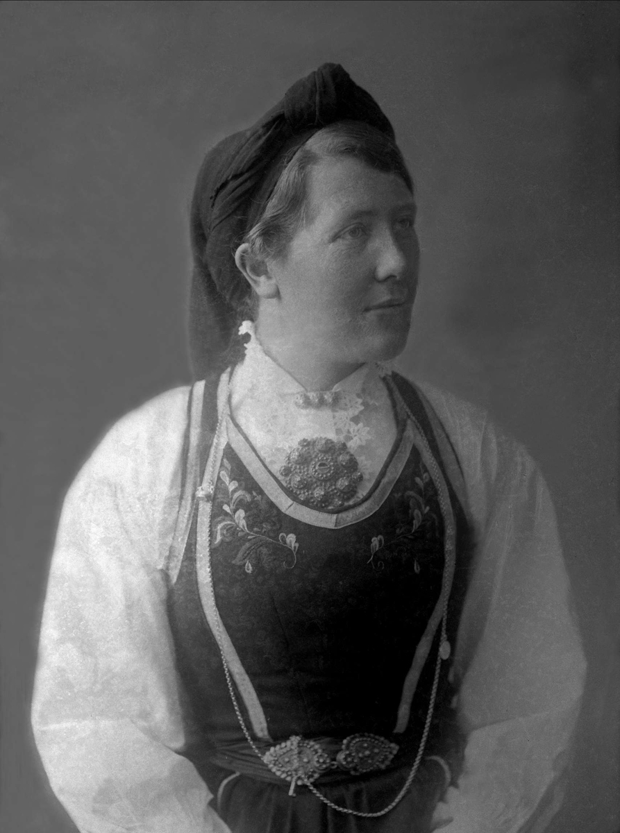 Gustav Borgen, Portrett, kvinne i bunad. Signe Skomedal.