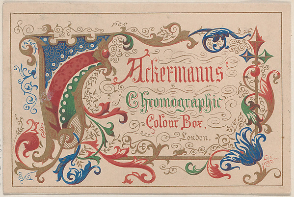 Anonymous, British, 19th century, Trade Card for Ackerman's Chromographic Colour Box